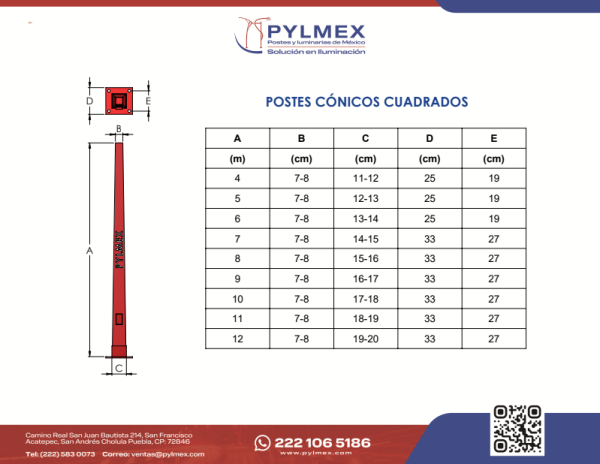 Poste Cónico Cuadrado