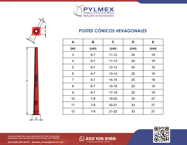 Poste Cónico Octagonal